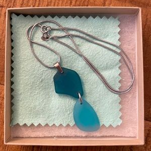 Blue Sea Glass Necklace